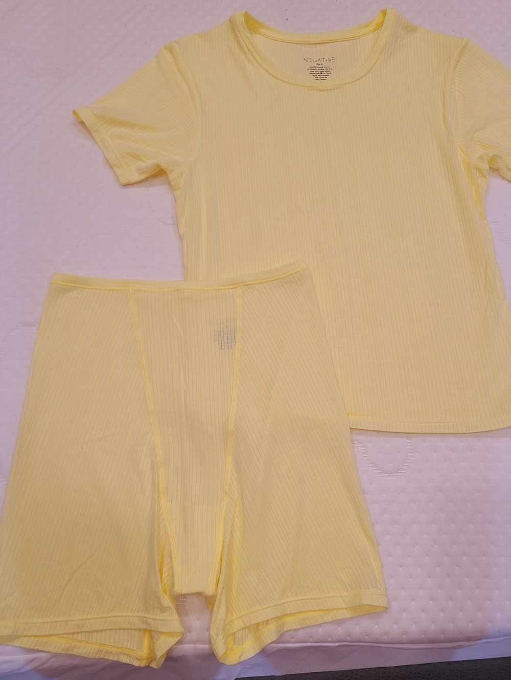 Whipped Negative Underwear Bright Yellow Ribbed Short-Sleeve Top & Boxer Set